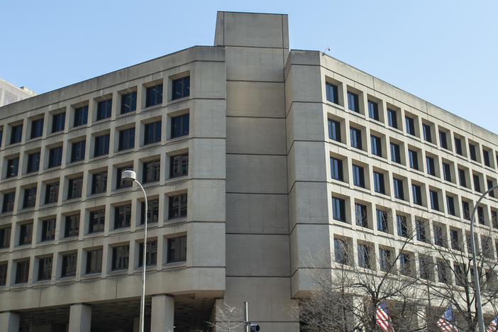 The FBI building in downtown Washington, D.C. — Utah Sen. Mike Lee describes it as looking like "an abandoned set from <em>The Hunger Games</em>."