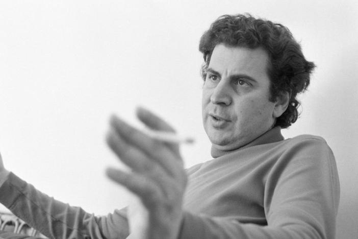 A portrait of Greek composer and songwriter Mikis Theodorakis, taken in Rome in 1973.