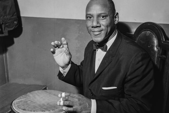 Cuban-born percussionist Candido Camero, circa 1960.