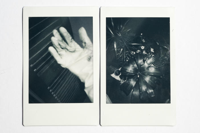 (Left) During the coronavirus pandemic, cleaning has become more intense and important. Gloves used for cleaning photographer Celeste Alonso's house in Buenos Aires, Argentina. (Right) Plants on Alonso's balcony.