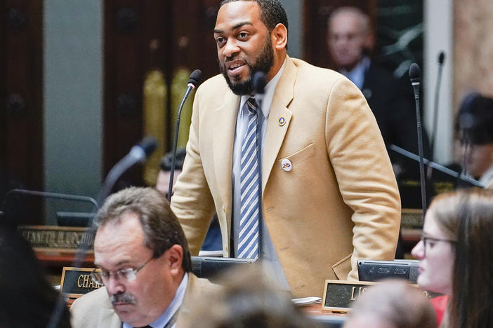 State Rep. Charles Booker, pictured, faces Amy McGrath in Kentucky's Democratic primary for the U.S. Senate.
