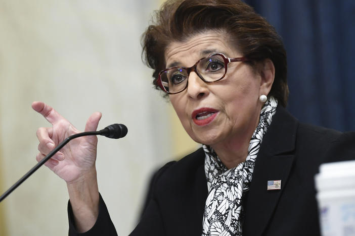 Jovita Carranza, Administrator of the Small Business Administration, testifies during a Senate Small Business and Entrepreneurship hearing June 10, 2020, on Capitol Hill in Washington.