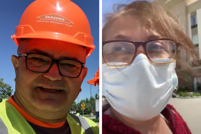 Armando Negron and Bellaliz Gonzalez were recovery workers in Midland, Mich., after two dam collapses flooded the area.