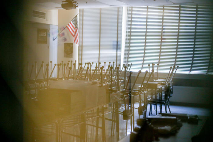 Classrooms at Vista Middle School sit empty during the 2019 Los Angeles teacher strike. Los Angeles schools emptied out again in the spring because of the coronavirus.