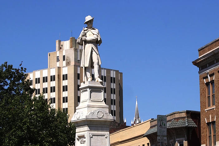 The Civil War monument at the intersection of Second Street and Cotton Avenue in Macon was erected in 1879 as a memorial to the Macon citizens who were killed fighting for the Confederacy.