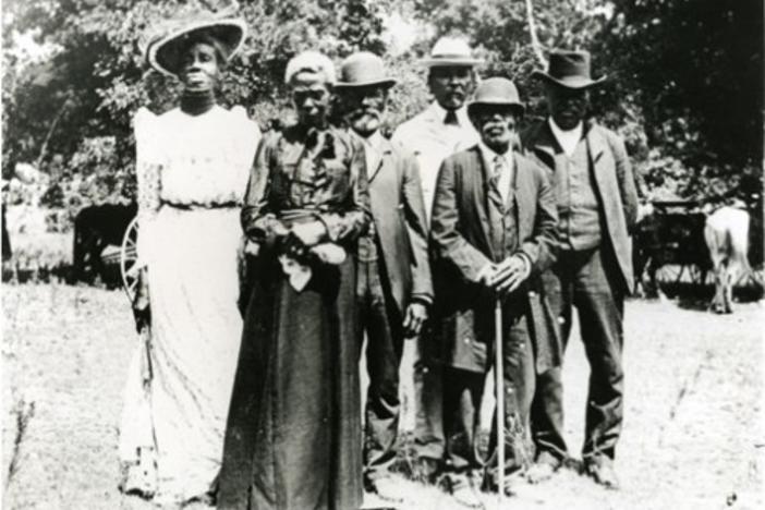 Men and women gather at a Texas Juneteenth Day Celebration in 1900.