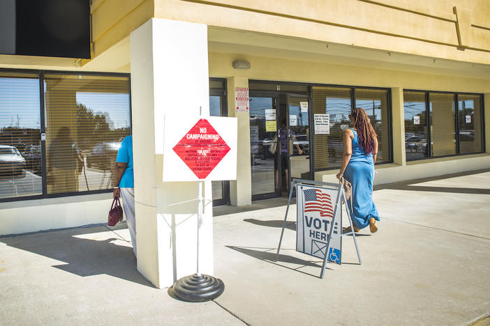 The entrance to the Macon-Bibb County Board of Elections, where voting was steady on the second day of early voting in 2016.