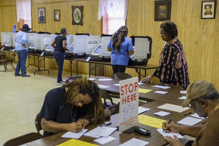 Voters at New Griswoldville Baptist Church in Macon on election day, November 6, 2018. 