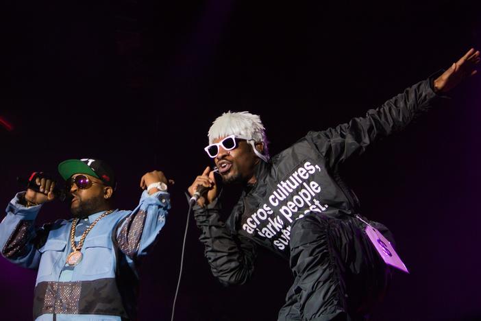 Big Boi and Andre 3000 of Outkast perform at at Lollapalooza.