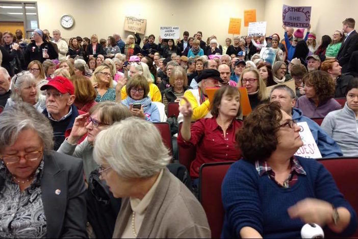 Hundreds of people filled government offices in Greensboro to try and air grievances to members of the staffs of Senator David Perdue, Senator Johnny Isakson and Representative Jody Hice.