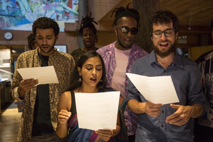 The members of OneBeat 2019 practice during the second week of their residency.