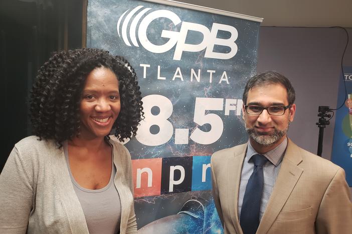 GPB's Leah Fleming (left) and Dr. Nabile Safdar (right) after discussing Eid al Adha in Georgia.