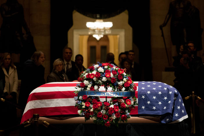 Former President George H.W. Bush is being eulogized Wednesday morning at a state funeral at Washington National Cathedral.