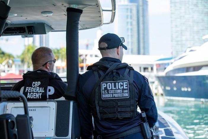 CBP Special Operations Team officers on patrol at Super Bowl.