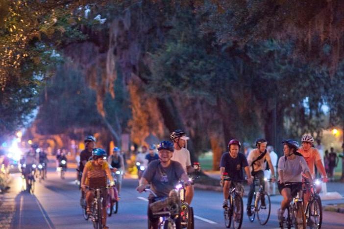 Take a nighttime ride around historic Savannah with the Moonlight Garden Ride