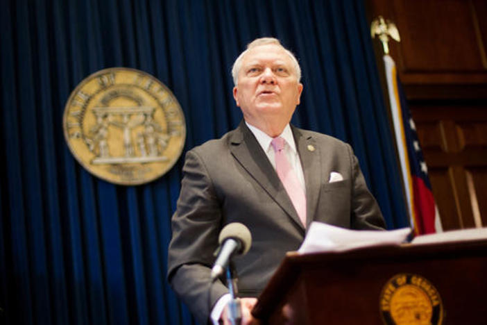 Georgia Gov. Nathan Deal speaks during a press conference Monday in Atlanta to announce his rejection of a controversial "religious liberty" bill.