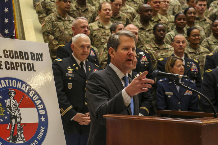 Gov. Brian Kemp, 83rd governor of Georgia, welcomed the Georgia National and Georgia State Defense Force to National Guard Day at the Georgia State Capitol in Atlanta on March 28, 2019.