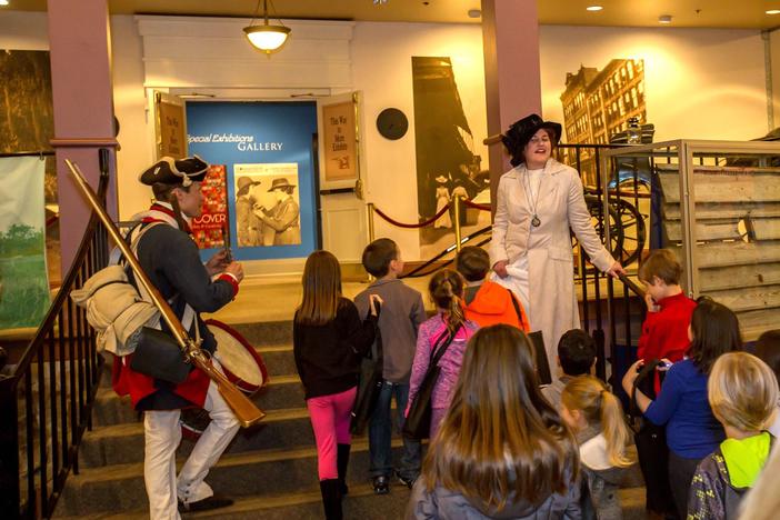 Historical figures come to life give kids tours of the Savnanah History Museum during Night at the Museum.