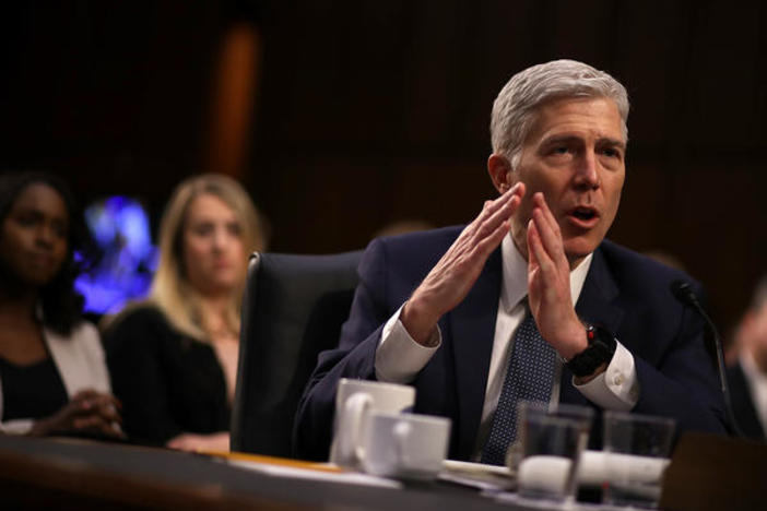 Judge Neil Gorsuch testifies on Capitol Hill on Wednesday before the Senate Judiciary Committee.