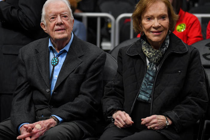 Former first lady Rosalynn Carter says her husband is doing "really well" after a fall. 