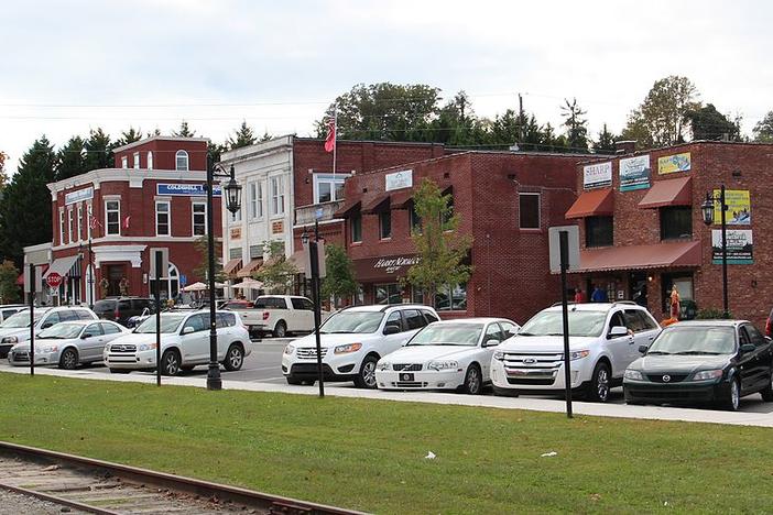 Downtown Blue Ridge, GA is built around an historic train depot. 