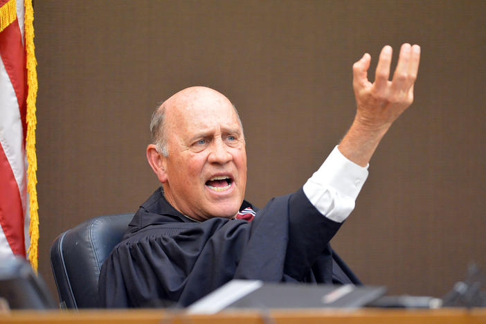 Fulton County Superior Court Judge Jerry Baxter during the trial where 11 former Atlanta Public Schools educators were convicted of racketeering in one of the nation's largest school cheating scandals,
