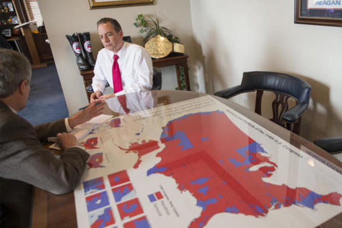 RNC Chairman Reince Priebus answers questions about Thursday's face-to-face meeting between Donald Trump, the GOP's de facto presidential nominee, and House Speaker Paul Ryan of Wis., Friday, May 13, 2016, at RNC headquarters in Washington. 