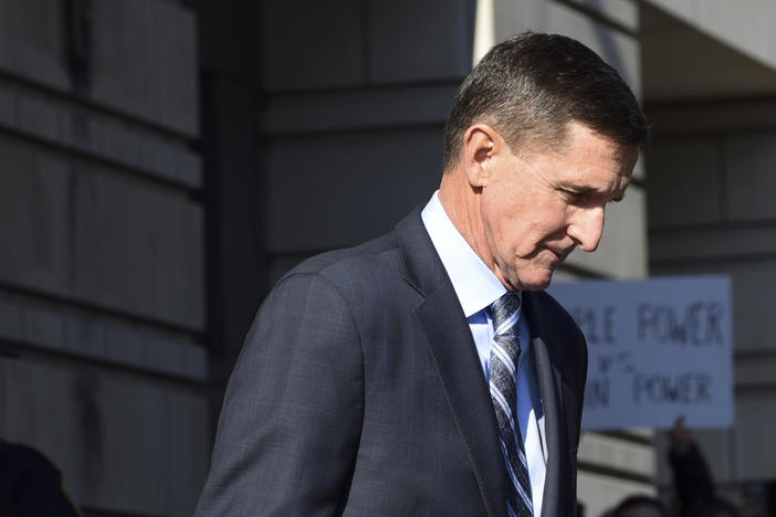 Former Trump national security adviser Michael Flynn leaves federal court in Washington, Friday, Dec. 1, 2017. Flynn pleaded guilty to making false statements to the FBI.