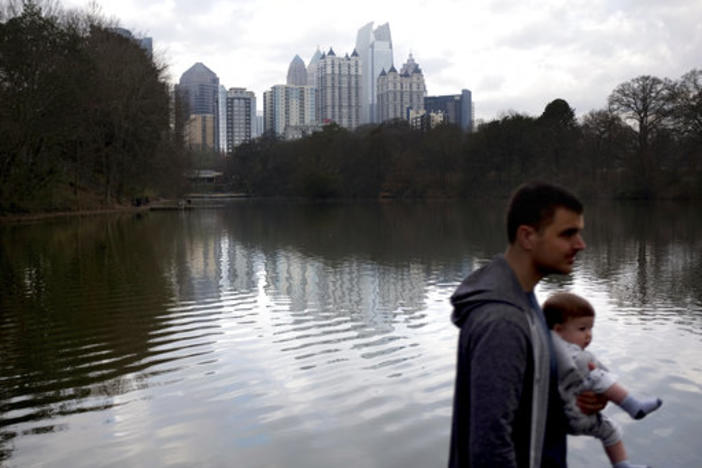 The midtown skyline stands in the background of Piedmont Park in Atlanta, Thursday, Feb. 22, 2018. The 2020 State of the Air report uses data from 2016 to 2018.