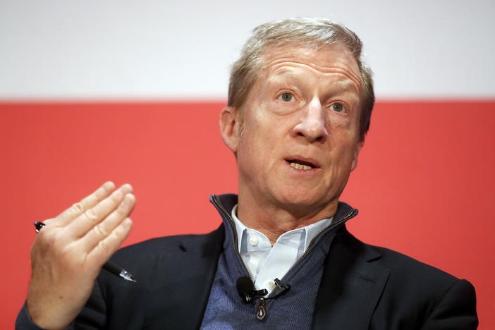 Political activist Tom Steyer speaks during a "Need to Impeach" town hall event at the Clifton Cultural Arts Center, Friday, March 16, 2018, in Cincinnati.