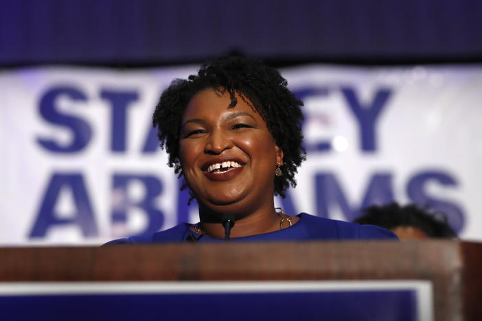 Democratic candidate for Georgia Governor Stacey Abrams speaks during an election-night watch party Tuesday, May 22, 2018, in Atlanta. 