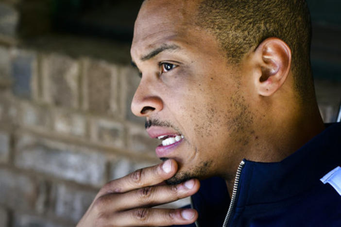 This Sept. 14, 2018 photo shows rapper Clifford Harris Jr., better known as T.I., on the porch of his grandparents' home where he grew up in Atlanta. 