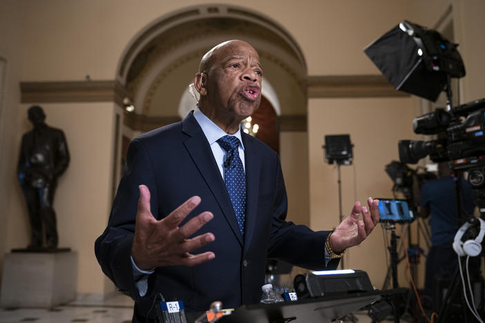 Rep. John Lewis, D-Ga. during a television news interview at the Capitol in Washington, Tuesday, July 16, 2019.