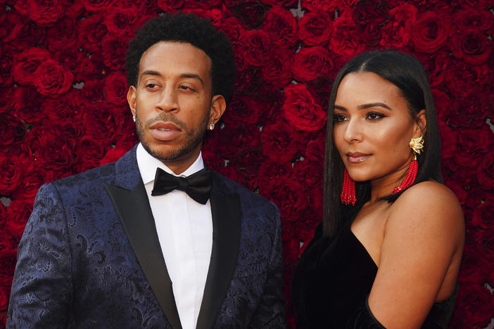 Ludacris and Eudoxie Bridges pose for a photo on the red carpet at the grand opening of Tyler Perry Studios, Saturday, Oct. 5, 2019, in Atlanta. 