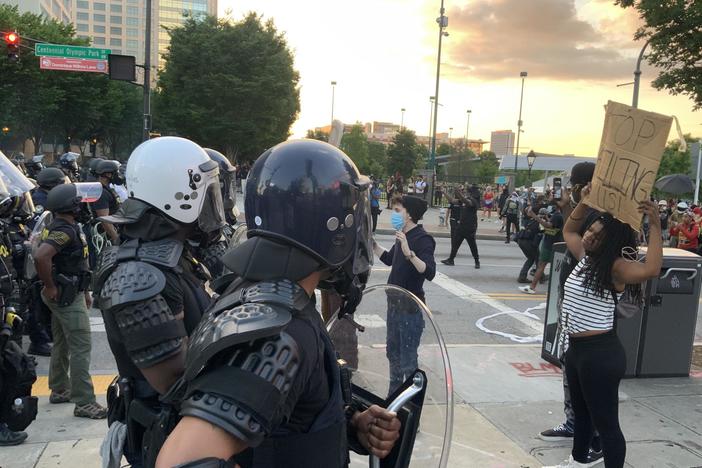 Scene from Atlanta protest following the death of George Floyd, a black man killed by Minneapolis police. 