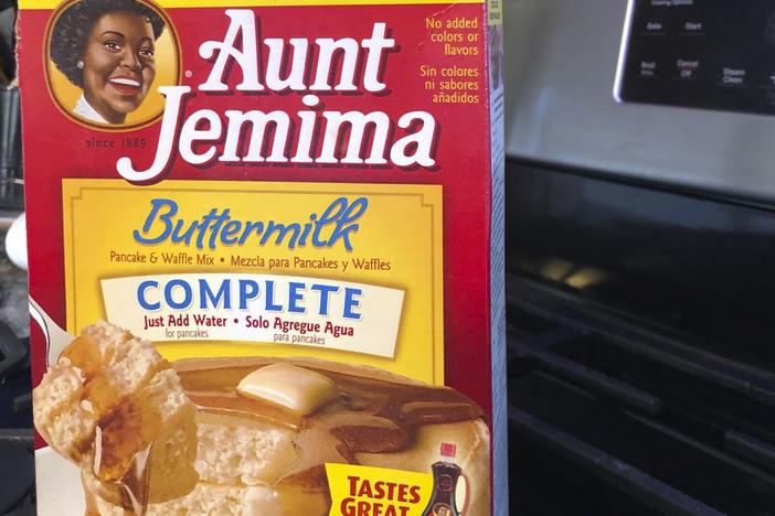 A box of Aunt Jemima pancake mix sits on a stovetop Wednesday, June 17, 2020, in Harrison, N.Y. Pepsico is changing the name and marketing image of its Aunt Jemima pancake mix and syrup, according to media reports. 