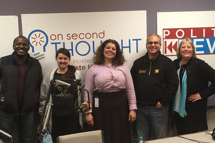 The Breakroom panel (l to r): Natalie Dale, host Celeste Headlee,Stefan Turkheimer, Kalena Boller, and Hector Fernandez.