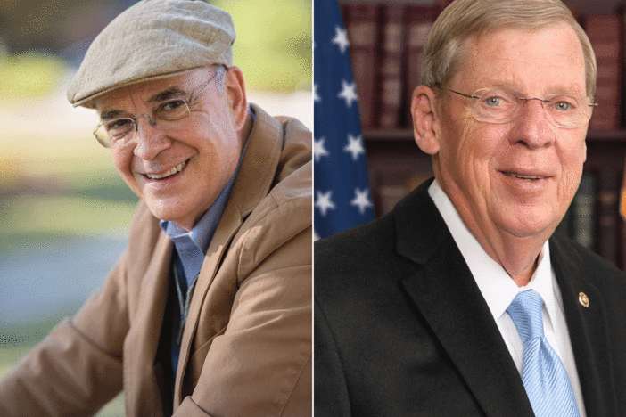 Democrat Jim Barksdale, left, is challenging incumbent Republican Sen. Johnny Isakson.