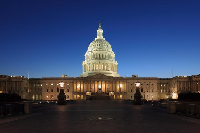 U.S. Capitol at dusk as seen from the eastern side, Sept. 3, 2017.