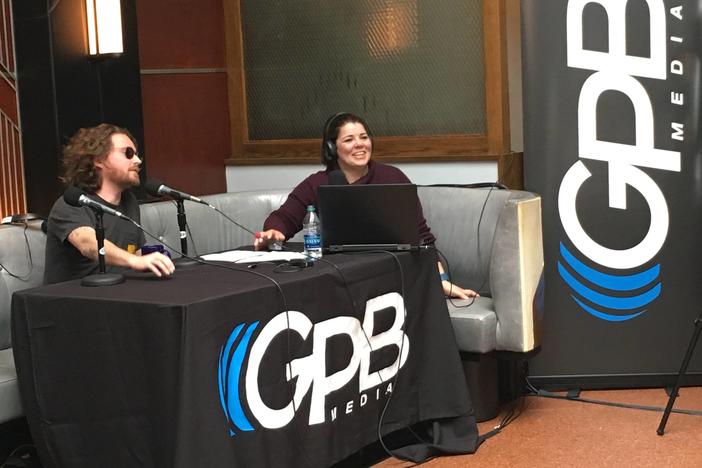 Singer Christopher Paul Stelling talks with host Celeste Headlee at The Grey restaurant in Savanna on March 10, 2017.