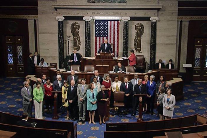 Democrats staged a sit-in on the House floor to demand a vote on gun control legislation.