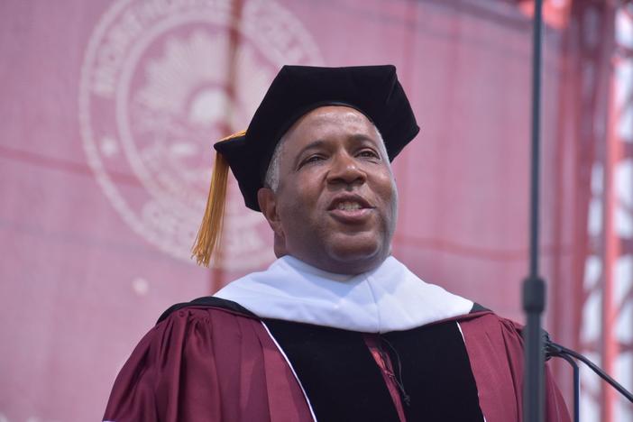 Philanthropist Robert F. Smith speaking at the Morehouse College 2019 commencement ceremony in Atlanta, Ga.