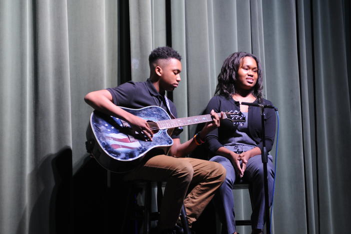 Artis and Aris Johnston singing in GPB's Teenage Talent Show. 