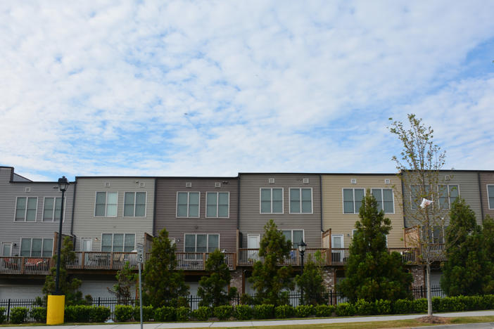 The view of the Historic Westside Village from the parking lot of a nearby Wal-Mart. Brittney Hart moved in to the complex with the help of Invest Atlanta.