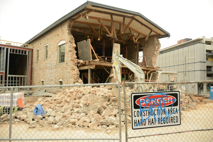 The historic DuPre Excelsior Mill partially collapsed during recent construction.