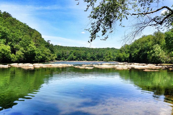 The Chattahoochee River (pictured) flows south where it eventually joins with the Flint River to form the Apalachicola River.