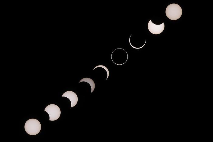 Phases of a 2016 solar eclipse viewed from French island of La RÃ©union in the Indian Ocean.