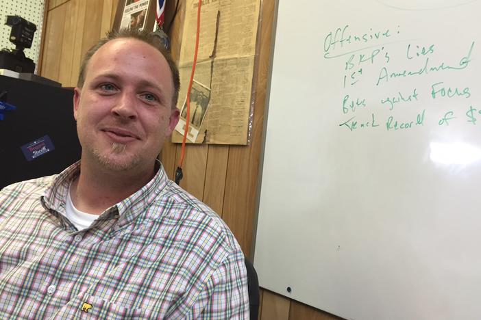 Fannin Focus publisher Mark Thomason at his office in Blue Ridge, Georgia on July 8, 2016.