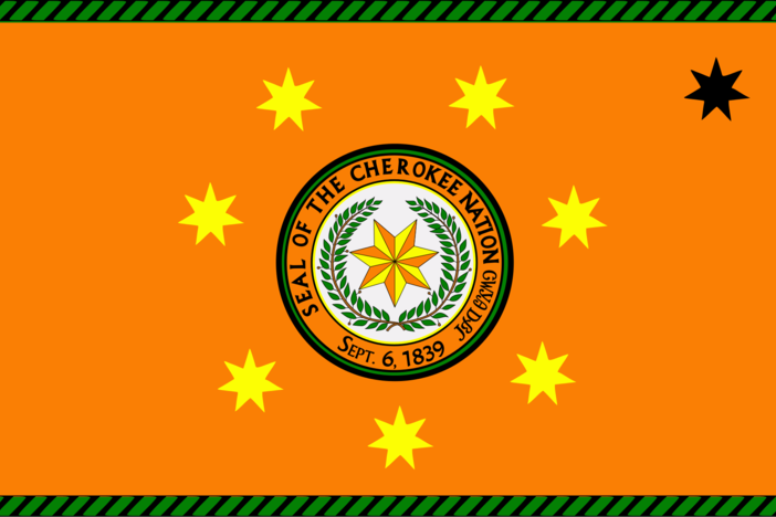 The flag of the Cherokee Nation (of Oklahoma)