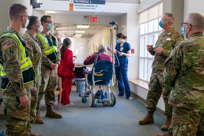 Soldiers of the 1st Battalion 121st Infantry are working with civilian partners at Piedmont Athens Regional Medical Center.